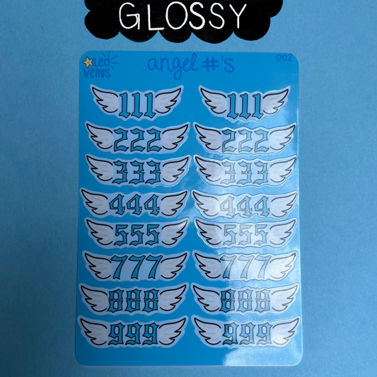 (GLOSSY) Angel Number Sticker Sheet